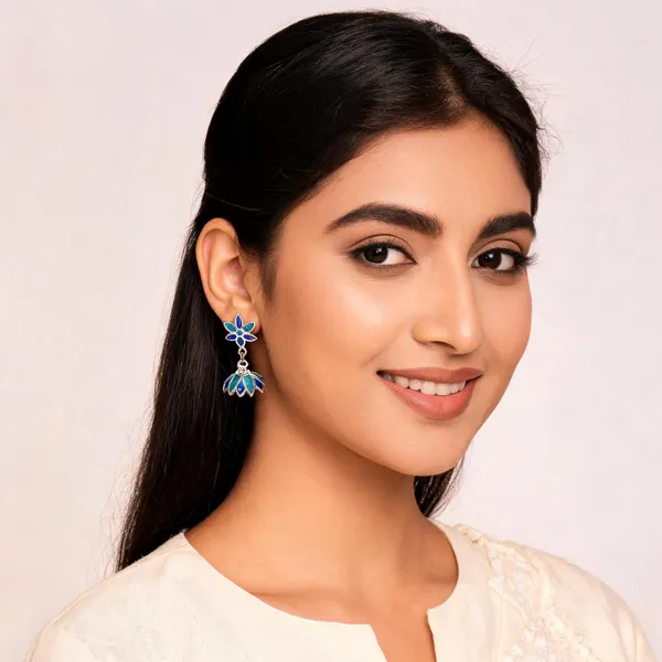 Multicolour_Meenakari_Blue_Floral_Leaf_Drop_Jhumka_Earrings_For_Women