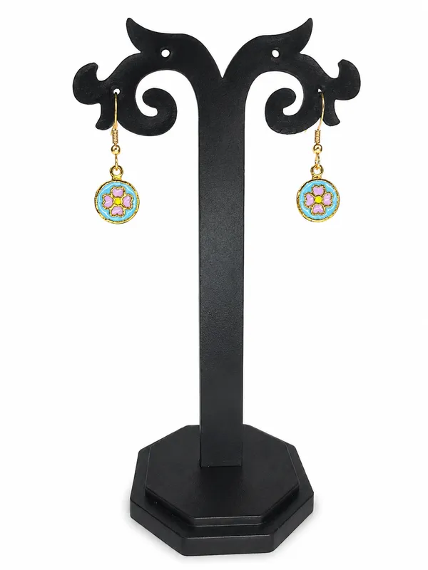 Multicolour_Meenakari_Floral_Round_Pendant_Dangler_Earrings_For_Women