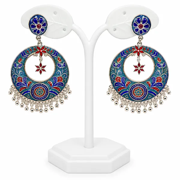 Silver_Blue_Red_Meenakari_Stud_Dangler_Earrings_For_Women