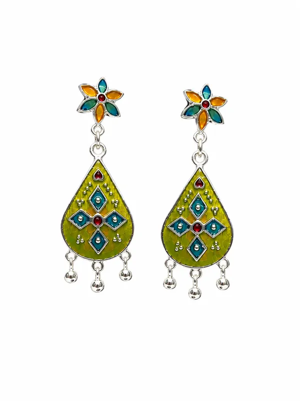 Multicolour_And_Silver_Plated_Meenakari_Dangler_Set_For_Women