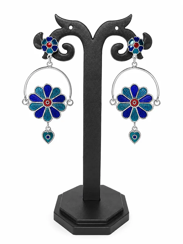 Silver_Plated_Meenakarifloral_Hoop_Earrings_For_Women