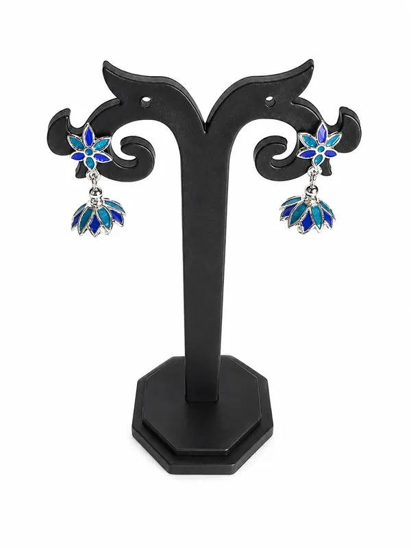 Multicolour_Meenakari_Blue_Floral_Leaf_Drop_Jhumka_Earrings_For_Women