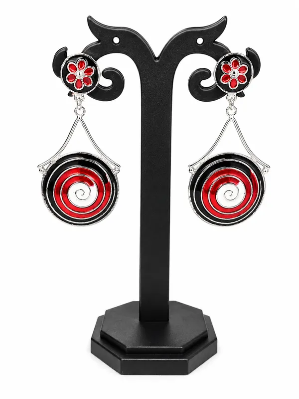 Silver_Plated_Meenakari_Spiral_Drop_Earrings_For_Women