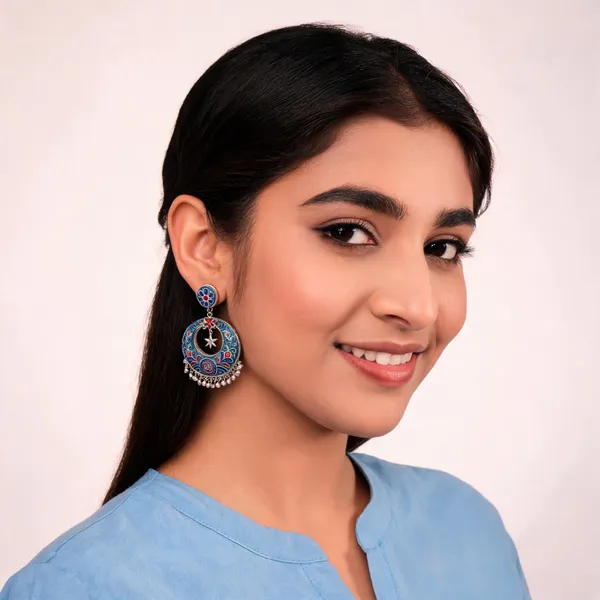 Silver_Blue_Red_Meenakari_Stud_Dangler_Earrings_For_Women