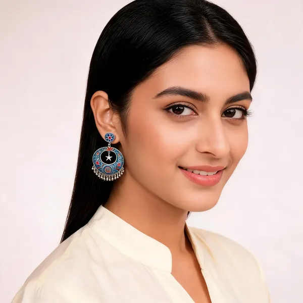 Silver_Blue_Red_Meenakari_Stud_Dangler_Earrings_For_Women