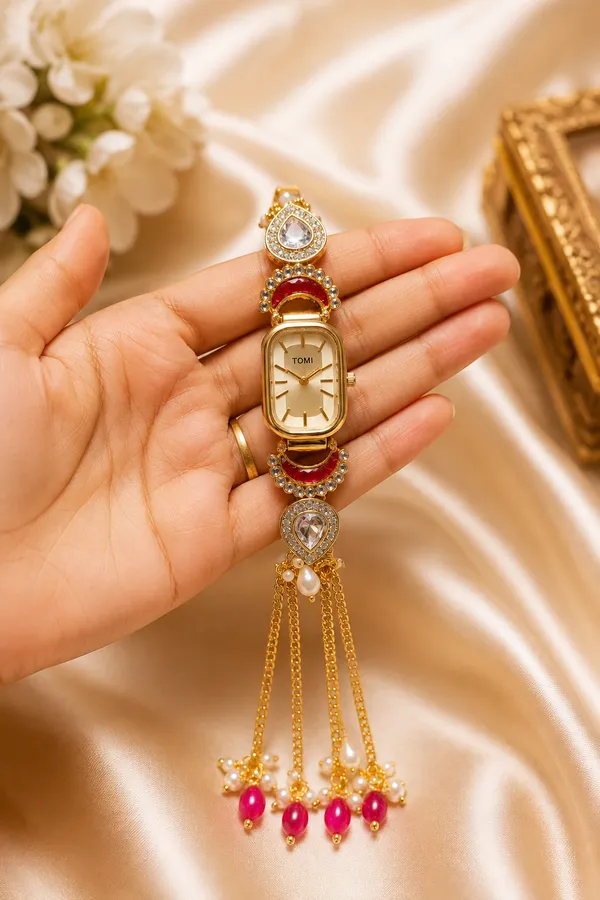 Gold-Tone_Embellished_Bracelet_Watch_for_Women