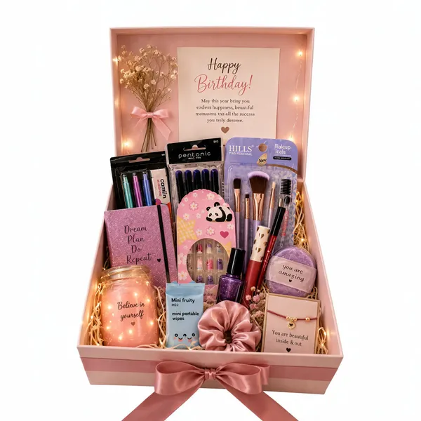 Pink_Birthday_Gift_Hamper_With_Beauty_Stationery_And_Accessories