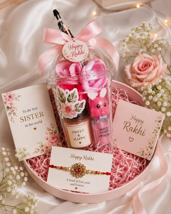 Pink_Rakhi_Gift_Hamper_With_Lip_Gloss_And_Sweet_Jar