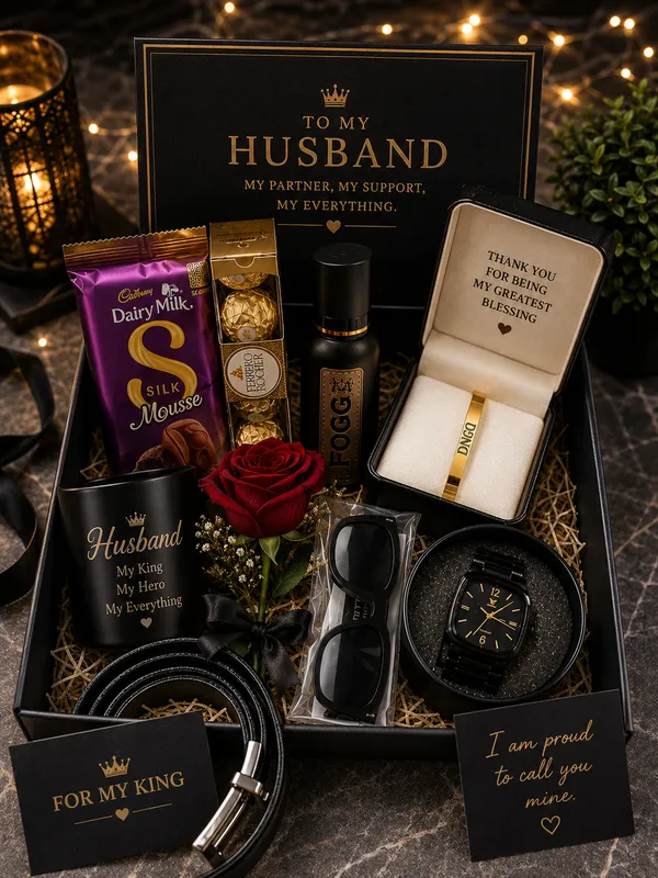 Black_Husband_Gift_Hamper_With_Watch_And_Accessories