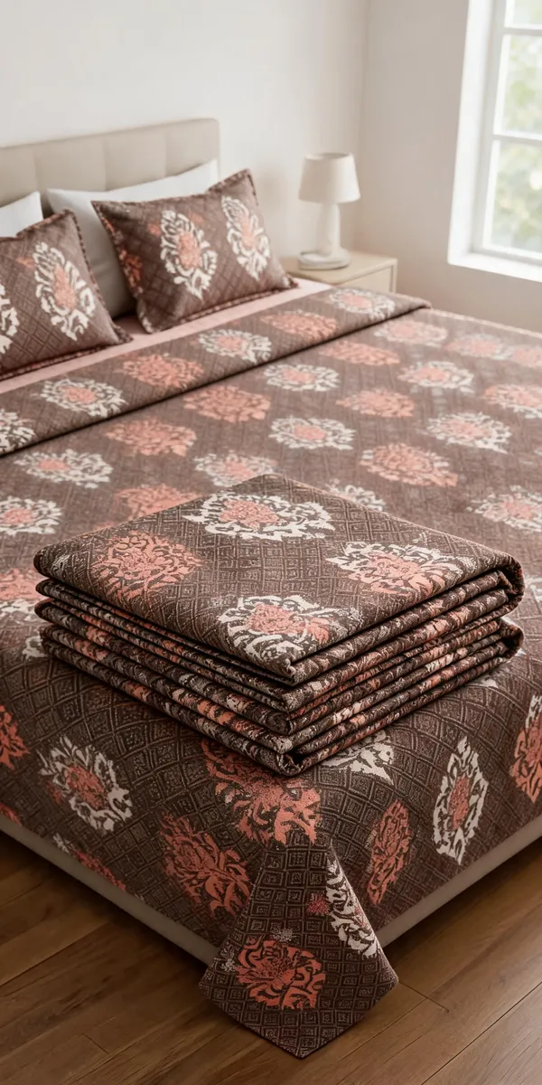Multicolour_Cotton_Floral_Double_Size_Bedsheet_With_Pillow_Covers