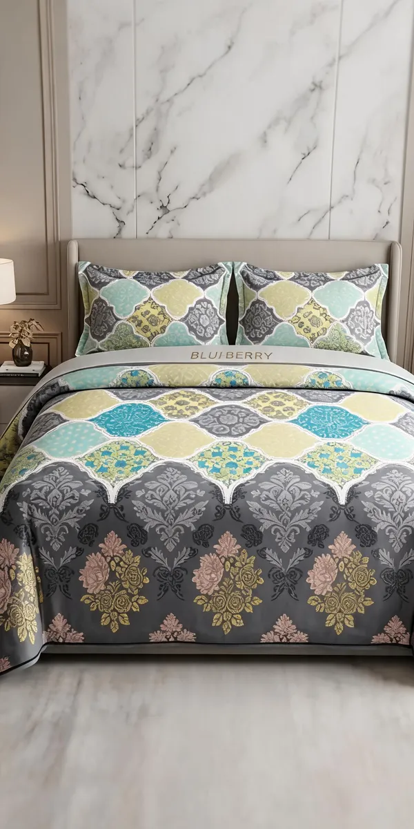 Multicolour_Cotton_Floral_Medallion_Double_Size_Bedsheet_With_Pillow_Covers