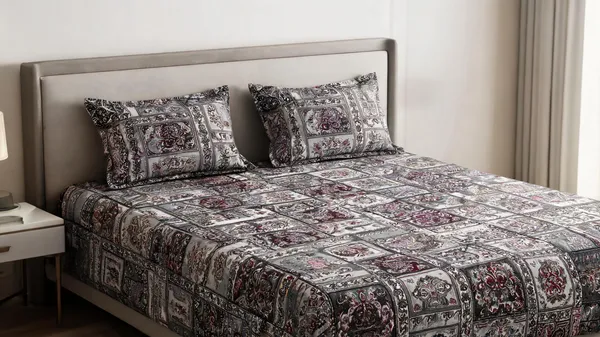 Multicolour_Cotton_Traditional_Paisley_Print_Double_Size_Bedsheet_With_Pillow_Covers