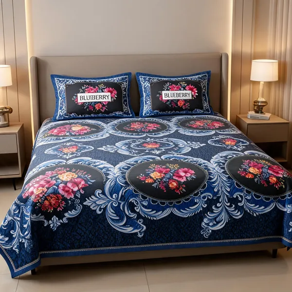Blue_Cotton_Floral_Double_Size_Bedsheet_With_Pillow_Covers