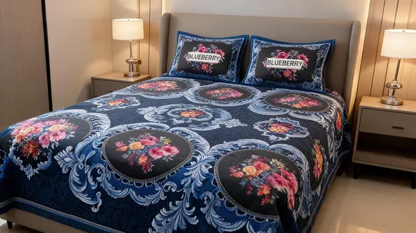 Blue_Cotton_Floral_Double_Size_Bedsheet_With_Pillow_Covers