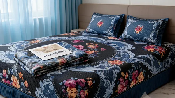 Blue_Cotton_Floral_Double_Size_Bedsheet_With_Pillow_Covers