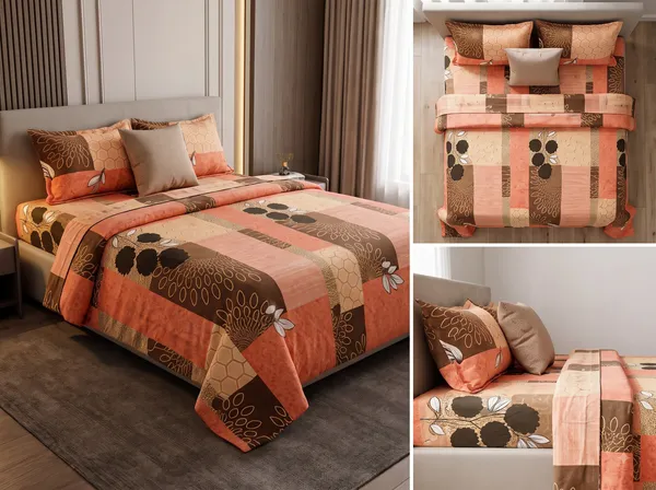 Multicolour_Cotton_Floral_Geometric_Double_Size_Bedsheet_With_Pillow_Covers