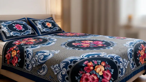 Blue_Cotton_Floral_Double_Size_Bedsheet_With_Pillow_Covers