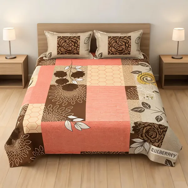 Multicolour_Cotton_Floral_Patchwork_Double_Size_Bedsheet_With_Pillow_Covers