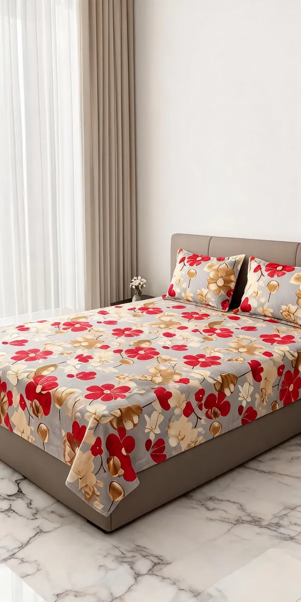 Multicolour_Cotton_Floral_Print_Double_Size_Bedsheet_With_Pillow_Covers