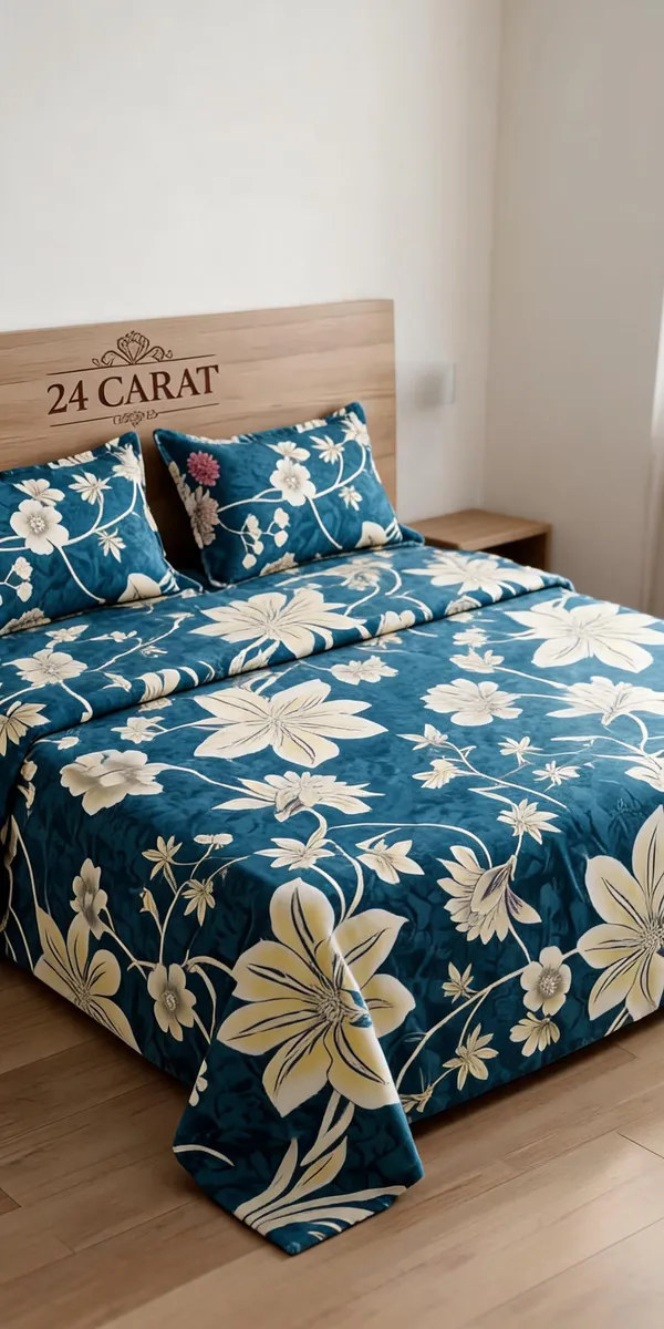 Multicolour_Cotton_Floral_Double_Size_Bedsheet_With_Pillow_Covers