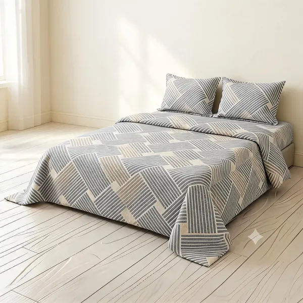 Grey_Cotton_Geometric_Print_Double_Size_Bedsheet_With_Pillow_Covers