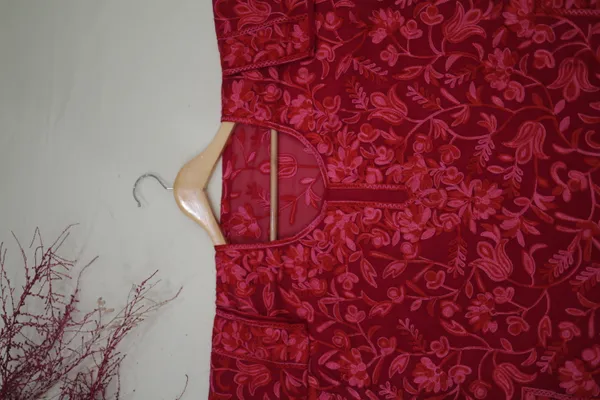 Red_Georgette_Short_Kurti_For_Women