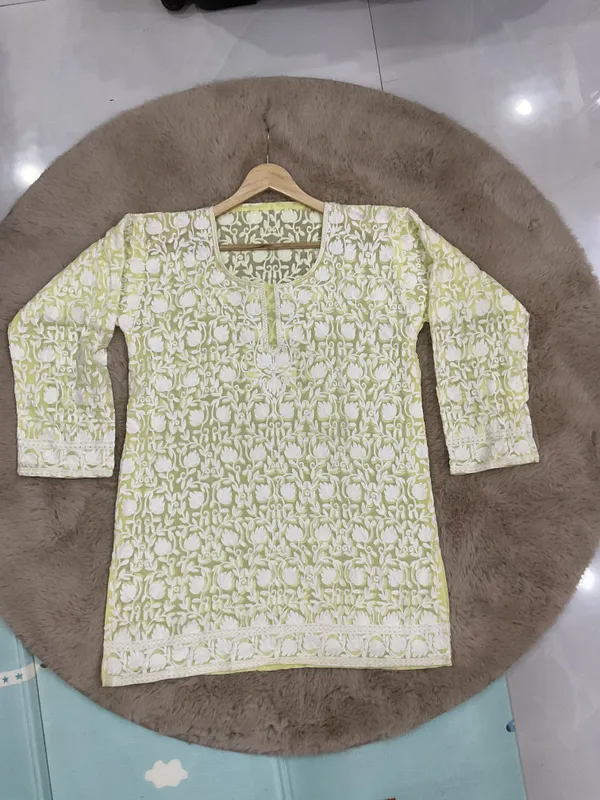Green_Georgette_Short_Kurti_For_Women