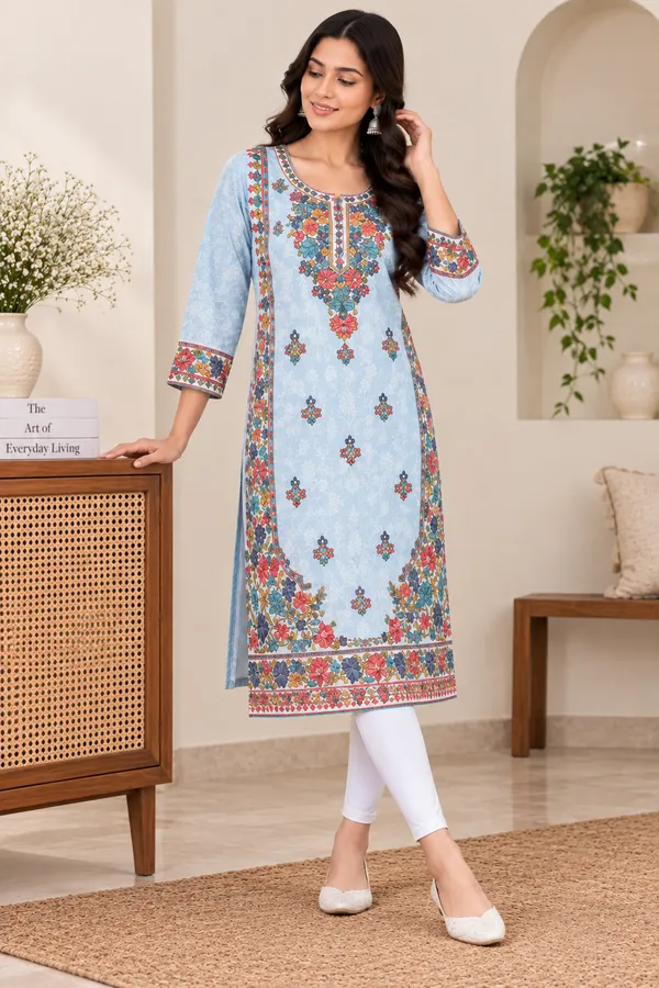Blue_Georgette_Long_Kurta_For_Women