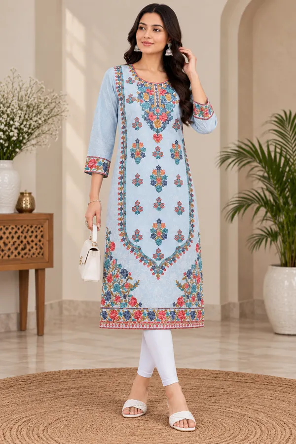 Blue_Georgette_Long_Kurta_For_Women