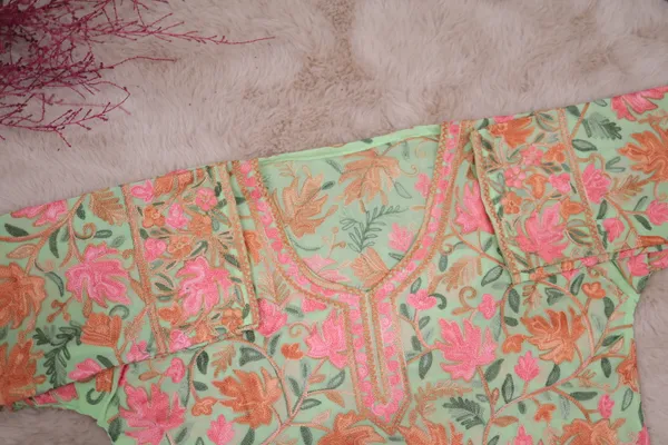 Green_Georgette_Short_Kurta_For_Women