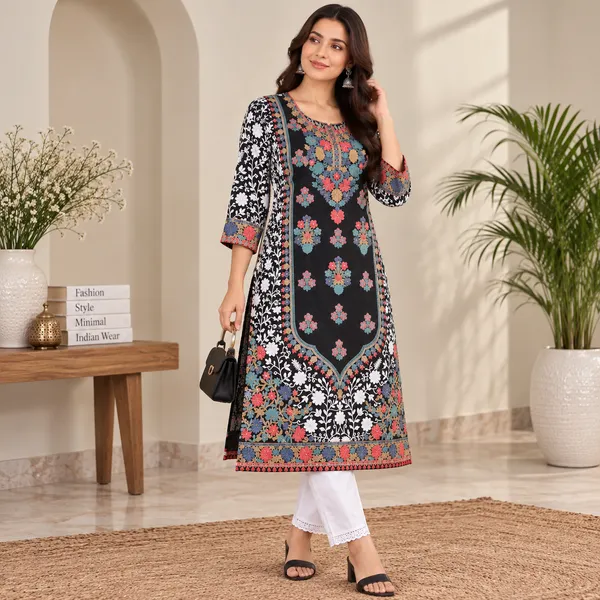 Black_Georgette_Long_Kurta_For_Women