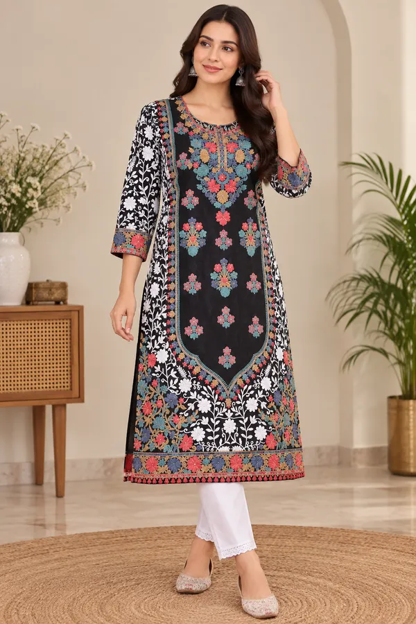 Black_Georgette_Long_Kurta_For_Women