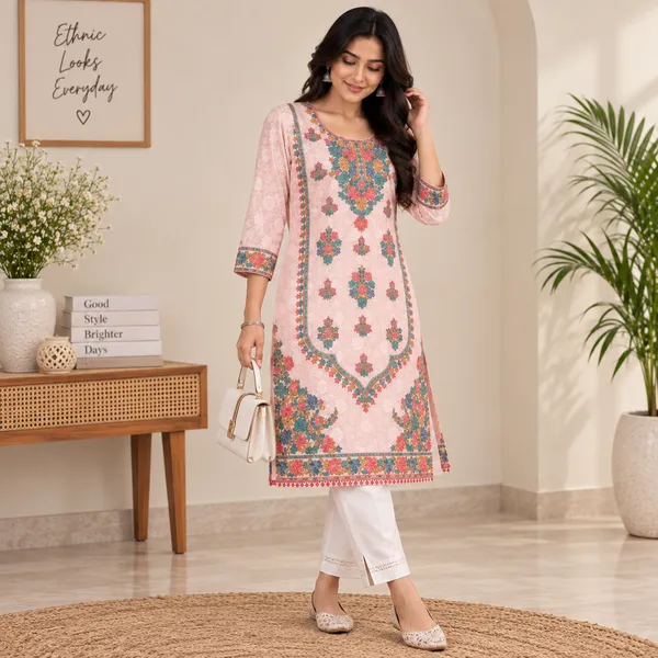 Light_Pink_Georgette_Long_Kurta_For_Women
