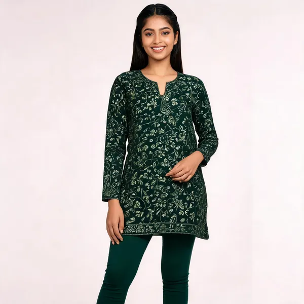 Green_Georgette_Short_Kurta_For_Women