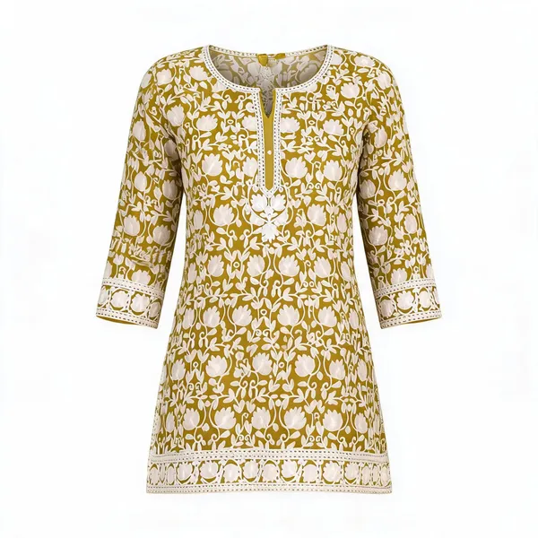 Yellow_Georgette_Short_Kurti_For_Women