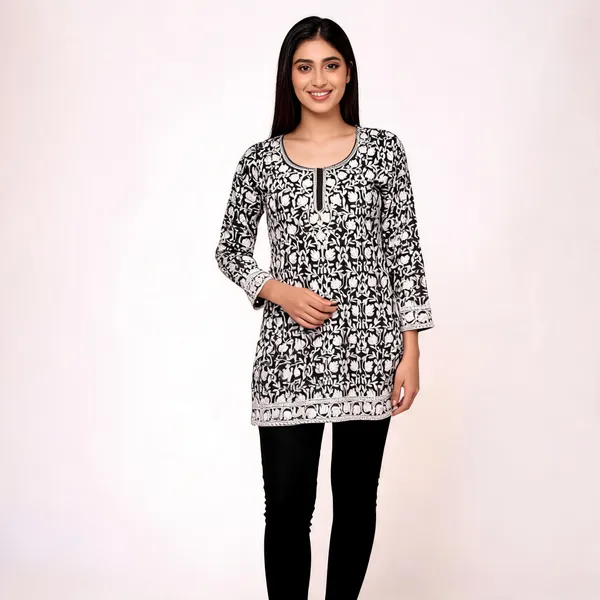Black_Georgette_Short_Kurti_For_Women
