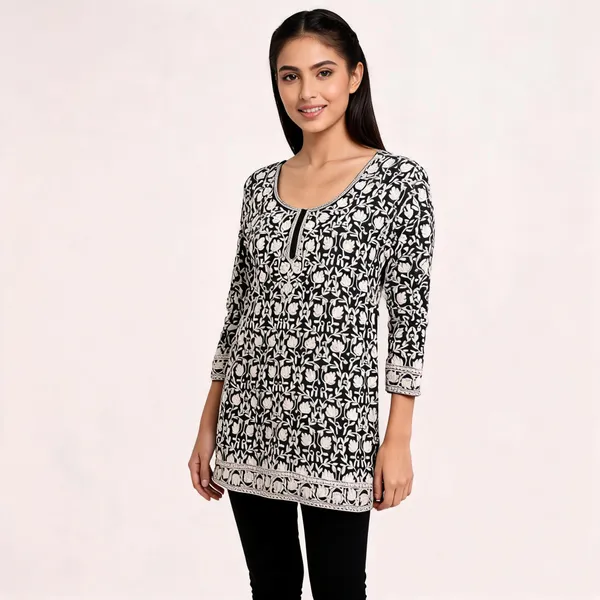Black_Georgette_Short_Kurti_For_Women