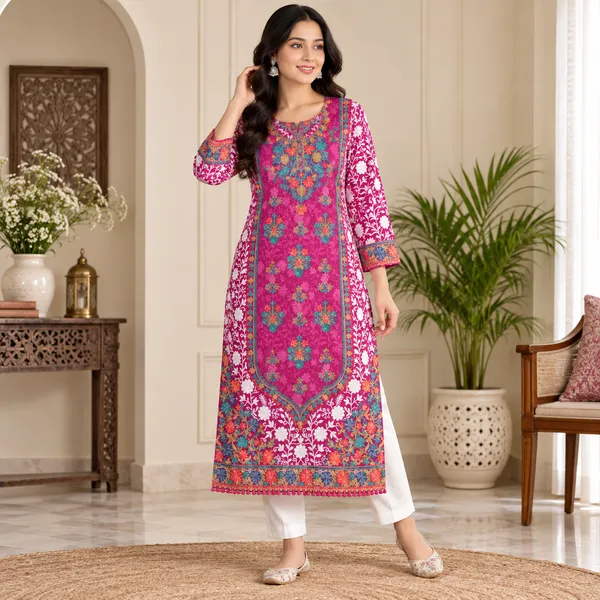 Pink_Georgette_Long_Kurta_For_Women