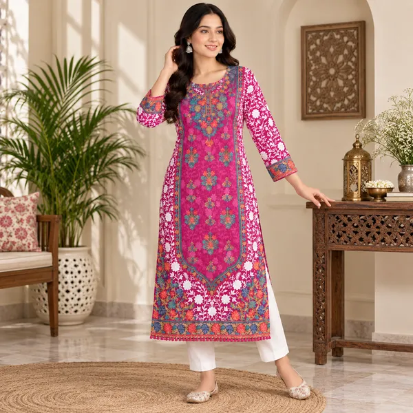 Pink_Georgette_Long_Kurta_For_Women