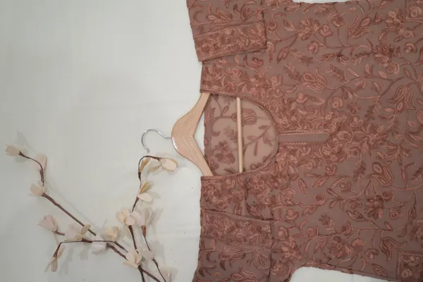 Brown_Georgette_Long_Sleeve_Kurta_For_Women