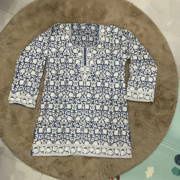 Blue_Georgette_Short_Kurti_For_Women