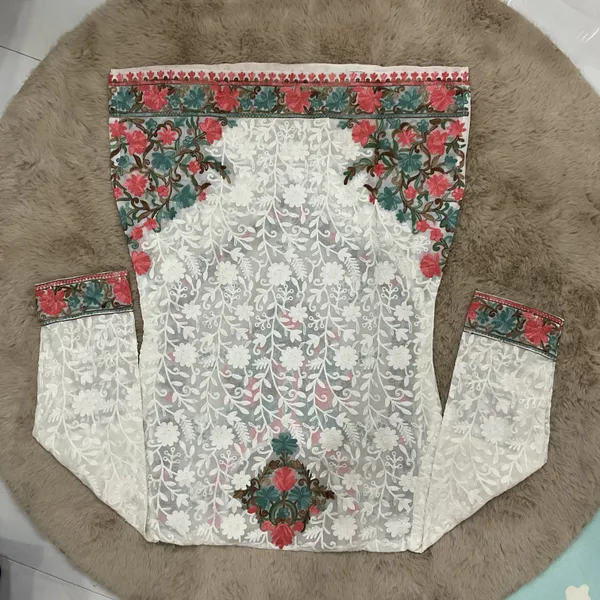 White_&_Red_Georgette_Short_Kurti_For_Women