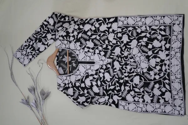 Black_Georgette_Short_Kurta_For_Women