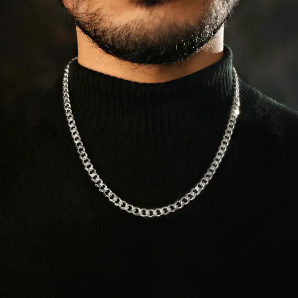 Pure_925_Silver_Plain_Cuban_Chain_For_Men