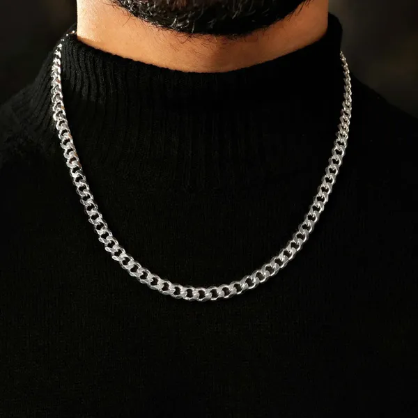 Pure_925_Silver_Plain_Cuban_Chain_For_Men