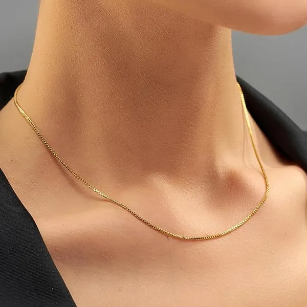 Pure_925_Silver_Box_Chain_For_Men_Women_Gold