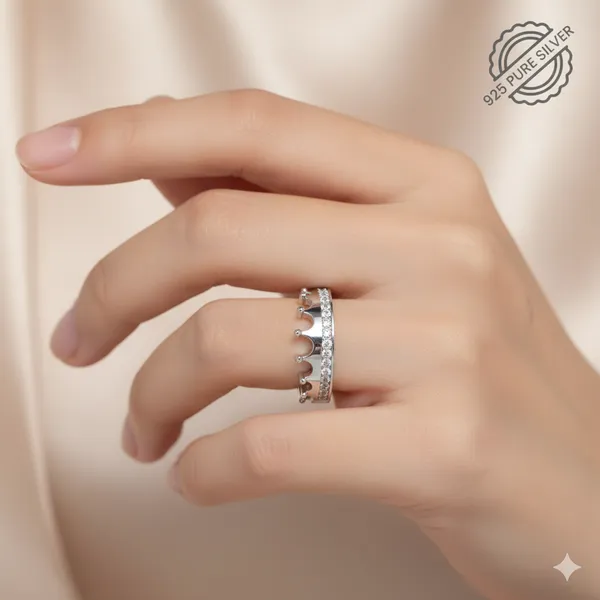 Pure_925_Silver_Crown_Ring_For_Men_Women