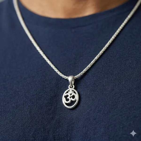 Pure_925_Silver_Oval_Om_Pendant_For_Men