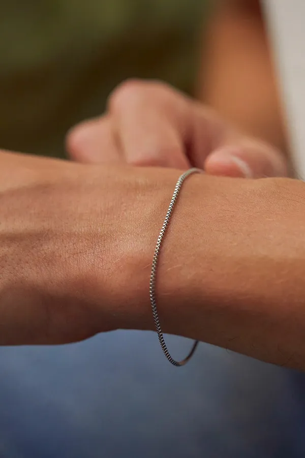 Pure_925_Silver_Box_Chain_Bracelet_For_Men_Women