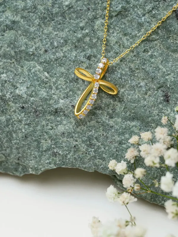 Pure_925_Silver_Infinity_Cross_Pendant_For_Women_Gold